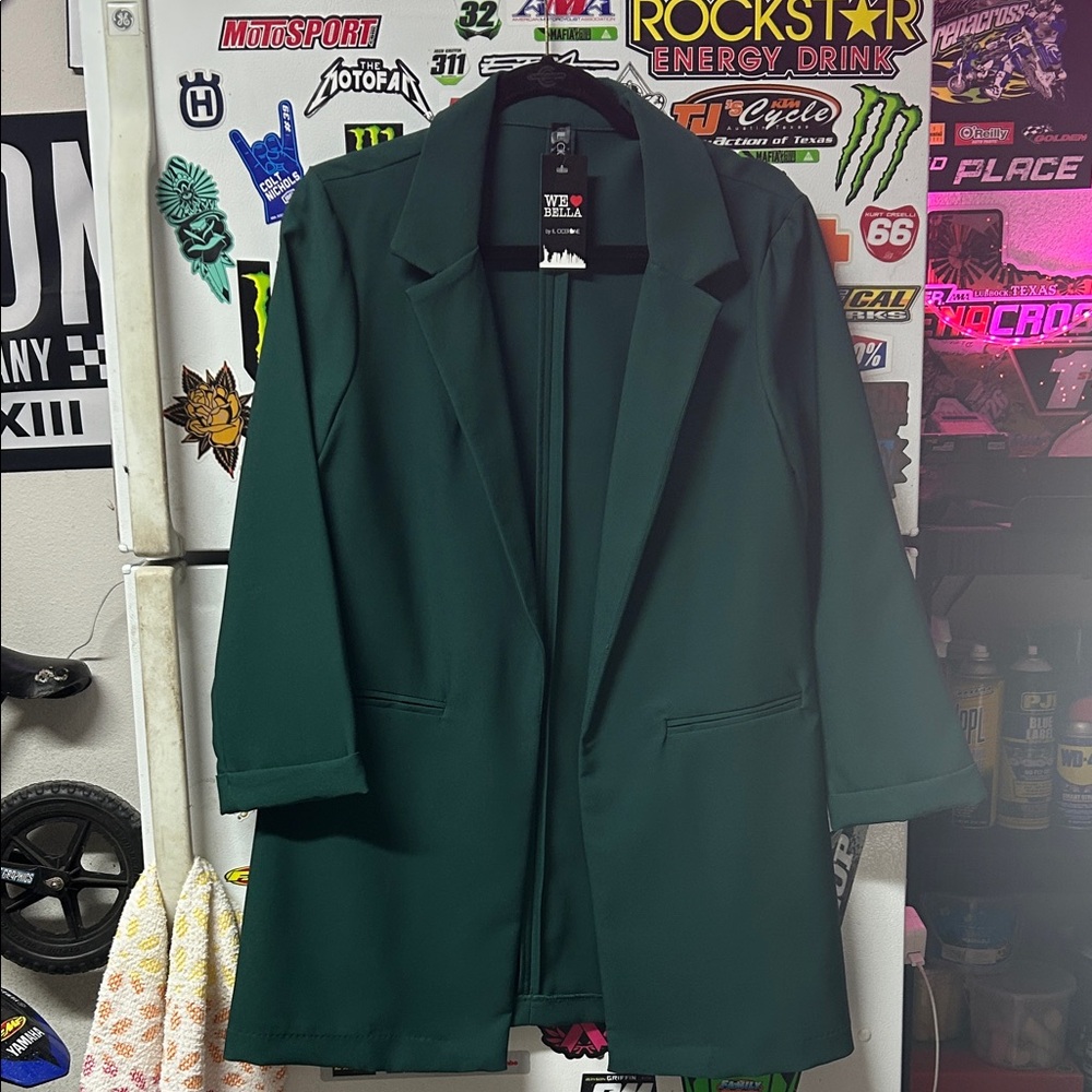 NWT Women's Long Blazer Jacket | Hunter Green | Large